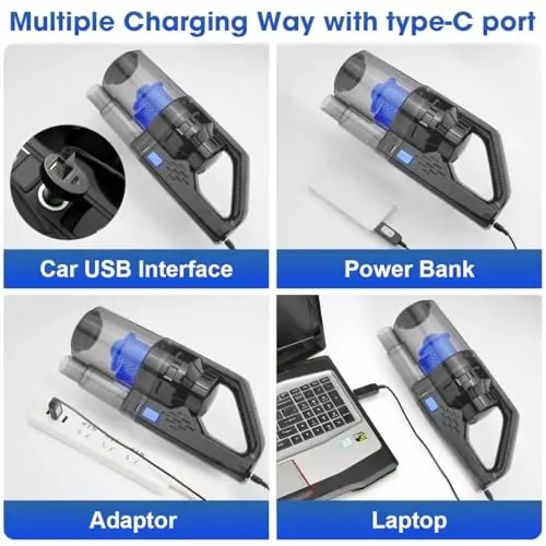 Viewsun Car Cleaning Kit, Car Interior Detailing Kit with High Power Handheld Vacuum Cordless Rechargeable, Detailing Brush Set, Windshield Cleaner, Complete Auto Accessories for Men, Women Gift - 5