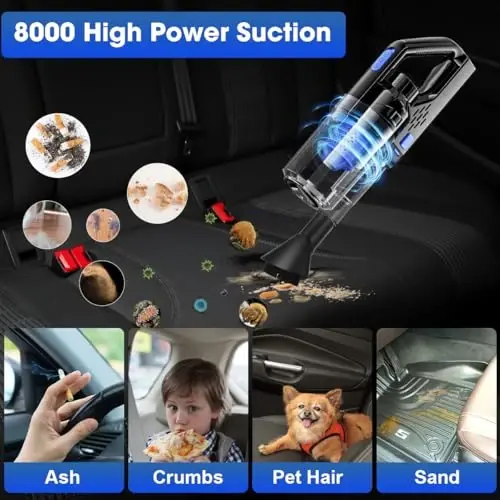 Viewsun Car Cleaning Kit, Car Interior Detailing Kit with High Power Handheld Vacuum Cordless Rechargeable, Detailing Brush Set, Windshield Cleaner, Complete Auto Accessories for Men, Women Gift - 3