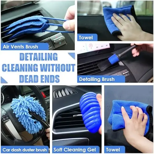Viewsun Car Cleaning Kit, Car Interior Detailing Kit with High Power Handheld Vacuum, Detailing Brush Set, Windshield Cleaner, Cleaning Gel, Complete Auto Accessories for Men, Women - 4