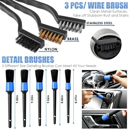 Viewsun Car Cleaning Kit, Car Interior Detailing Kit with High Power Handheld Vacuum, Detailing Brush Set, Windshield Cleaner, Cleaning Gel, Complete Auto Accessories for Men, Women - 5