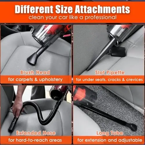 Viewsun Car Cleaning Kit, Orange 17pcs Car Interior Detailing Kit with High Power Handheld Vacuum, Detailing Brush Set, Windshield Cleaner, Cleaning Gel, Complete Auto Accessories for Women Men Teens - 4