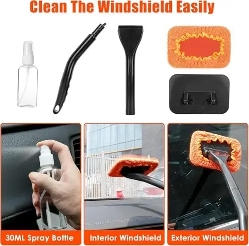 Viewsun Car Cleaning Kit, Orange 17pcs Car Interior Detailing Kit with High Power Handheld Vacuum, Detailing Brush Set, Windshield Cleaner, Cleaning Gel, Complete Auto Accessories for Women Men Teens - 6