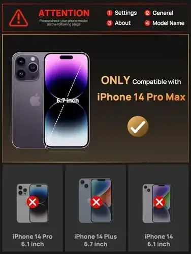 Vihibii чехол для iPhone 14 Pro Max с [2 защитными пленками для экрана], встроенным держателем для карт (4 карты), [RFID-блокировка] и сдвижной крышкой камеры и пленками из закаленного стекла, прочный чехол-бумажник для 14 Pro Max 5g, черный - VIHIBII (1)