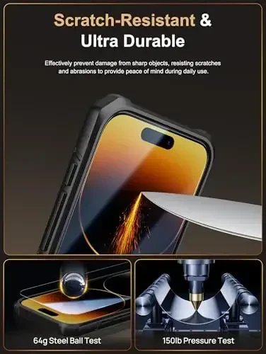 Vihibii чехол для iPhone 14 Pro Max с [2 защитными пленками для экрана], встроенным держателем для карт (4 карты), [RFID-блокировка] и сдвижной крышкой камеры и пленками из закаленного стекла, прочный чехол-бумажник для 14 Pro Max 5g, черный - 4