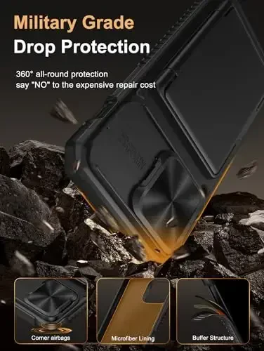 Vihibii для iPhone 14 Pro Max с держателем карт (4 карты) [RFID блокировка] и сдвижной крышкой камеры, защита от падения военного уровня, прочная жесткая задняя часть и силиконовый чехол-бумажник, 6,7