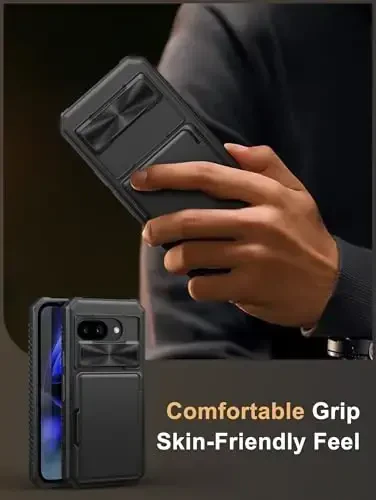 Vihibii for Google Pixel 9a Wallet Case with Card Holder (4 Cards), [RFID Blocking] & Slide Camera Cover & Raised Edges Protect Screen, Shockproof Rugged Phone Cover for Google Pixel 9a 2025, Black - 6