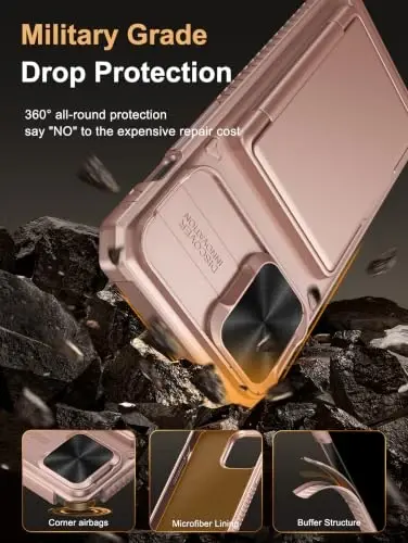 Vihibii for iPhone 12 Pro Max Case Wallet, Card Holder (4 Cards), Rose Gold | RFID Blocking, Slide Camera Cover, Military Grade Drop Protection, Rugged Hard Phone Case for 12 Pro Max, 2020, Dark Purple - 6