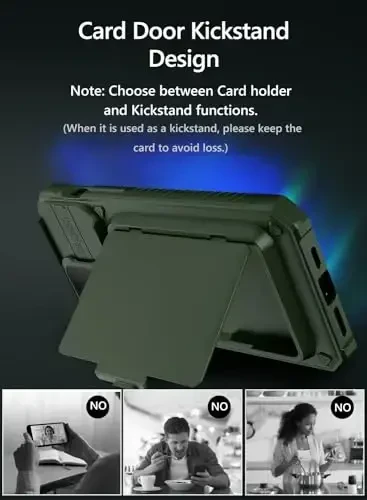 Vihibii for iPhone 15 Pro Case Wallet with Card Holder (4 Cards) & Slide Camera Lens Cover & Kickstand & Raised Edges Protective Screen, Rugged Durable Phone Case for iPhone 15 Pro 5G 6.1