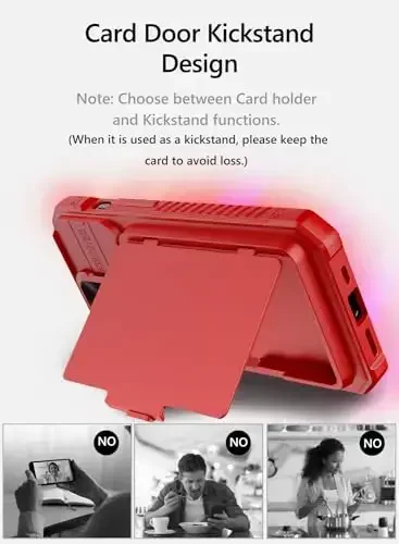 Vihibii for iPhone 15 Pro Wallet Case with Card Holder (4 Cards) & Slide Camera Cover & Kickstand & Raised Edges Protective Screen, Shockproof Rugged Phone Case for iPhone 15 Pro 5G 6.1