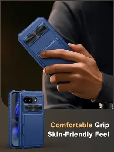 Vihibii Google Pixel 9a uchun g‘ilof, karta ushlagichi (4 ta karta), [RFID blokirovka] va sirg‘ali kamera qopqog‘i, harbiy darajadagi tushishdan himoya, Google Pixel 9a 2025 uchun kuchli zarbga chidamli hamyon g‘ilofi, ko‘k - 6
