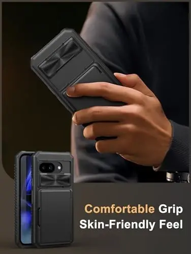 Vihibii Google Pixel 9a uchun hamyonli g‘ilof (4 ta karta), [RFID blokirovka] & suriladigan kamera qopqog‘i & ko‘tarilgan qirralar ekranni himoya qiladi, zarbga chidamli mustahkam telefon qopqog‘i Google Pixel 9a 2025 uchun, qora - 6