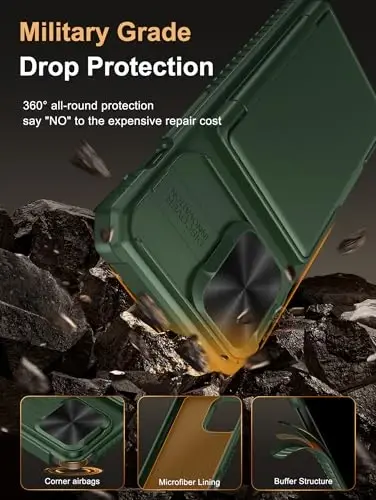 Vihibii iPhone 13 Pro uchun karta hamyonli g'ilof (4 ta karta), [RFID blokirovka] va siljituvchi kamera qopqog'i va ko'tarilgan qirralar ekranni himoya qiladi, zarbaga chidamli g'ilof iPhone 13 Pro, 6.1