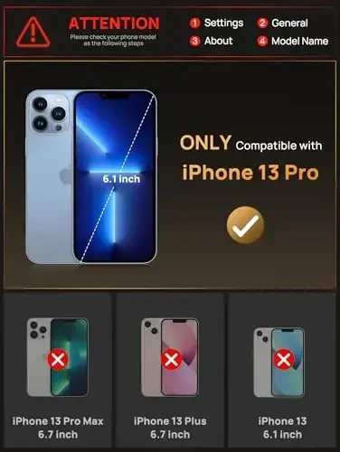 Vihibii iPhone 13 Pro uchun kartochka ushlagichi (4 ta kartochka) bilan [RFID blokirovkasi] va sirg'anuvchi kamera qopqog'i, harbiy darajadagi tushishdan himoya, mustahkam qattiq orqa va silikon qirrali hamyon telefon qopqog'i 5G 6.1