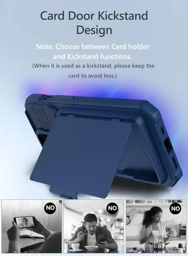 Vihibii for iPhone 15 Pro Wallet Case with Card Holder (4 Cards) & Slide Camera Lens Protective Cover & Kickstand, Heavy Duty Shockproof Rugged Durable Phone Case for iPhone 15 Pro 5G 6.1