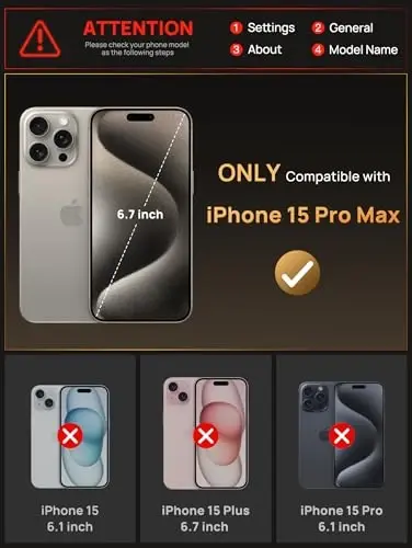 Vihibii iPhone 15 Pro Max uchun kartochka ushlagichi (4 ta kartochka) va siljituvchi linza qopqog'i va tayanchi bo'lgan hamyonli g'ilof, zarbaga chidamli mustahkam qattiq orqa va ko'tarilgan qirralari iPhone 15 Pro Max uchun himoya g'ilofi, 6,7