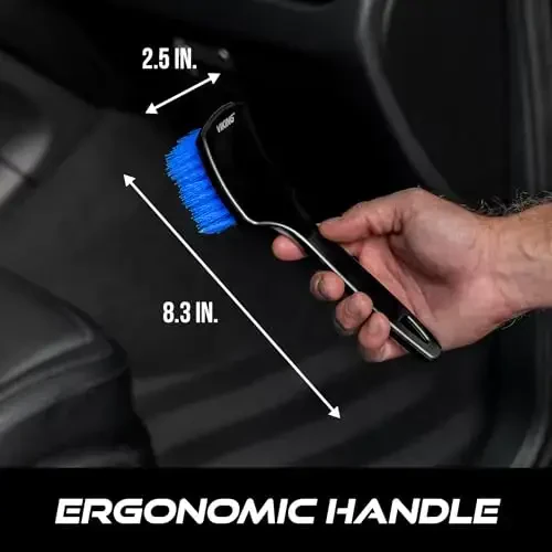 VIKING Carpet Cleaning Brush, Scrub Brush for Floor Mats, Cleaning Brush for Car Interior and Home, Black and Blue, 8.3 inch x 2.5 inch - 6