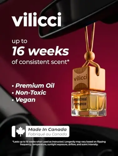 Vilicci Car Air Freshener | Luxurious Auto Perfume | Premium Hanging Air Freshener | Long Lasting Fragrance for Auto and Home | 1 Bottle of Car Scent (1 Count (Pack of 1), Montreal Romance) - 2