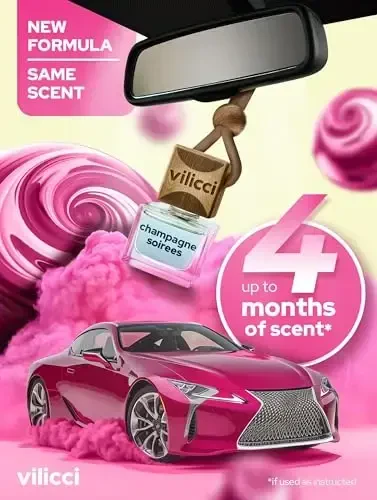 Vilicci Car Air Freshener | Hashamatli Osilgan Diffuzor | Premium Osilgan Avtomobil Diffuzori | Avto uchun uzoq muddatli xushbo'ylik | Avtomobil hidi 1 shisha (1 dona (1 qutida), Champagne & Soiree) - 3