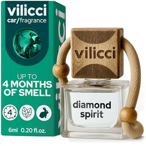 Vilicci Diamond Spirit avtomobil havo tozalagichi – achchiq toza avtomobil hidi va hid yo'qotuvchi | Uzoq muddatli avtomobil diffuzeri | Vegan va shafqatsiz hidli moylar | Premium avto atir | 120 kungacha yetadi 