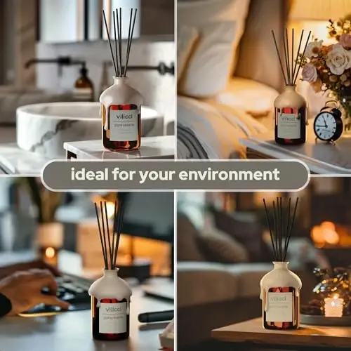 Vilicci Reed Diffuser, Pure Reverie Scent, Strong Home Air Freshener, Long-Lasting Aroma Diffuser for Home and Office Decor, Vegan, Cruelty-Free Oil Ingredients, 3.4 oz (100ml) - 5