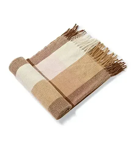 Villand Women's Wool Scarf - CasModazoneere Feel Winter Checked Scarves for Women, Large Soft Thick Shawls and Wraps with Gift Box - 3