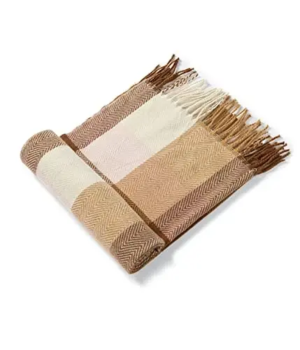 Villand Women's Wool Scarf - CasModazoneere Feel Winter Checked Scarves for Women, Large Soft Thick Shawls and Wraps with Gift Box - 3