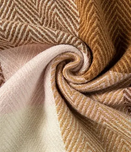 Villand Women's Wool Scarf - CasModazoneere Feel Winter Checked Scarves for Women, Large Soft Thick Shawls and Wraps with Gift Box - 7