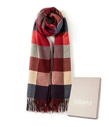 Villand Women's Wool Scarf - CasModazoneere Feel Winter Checked Scarves for Women, Large Soft Thick Shawls and Wraps with Gift Box - 2