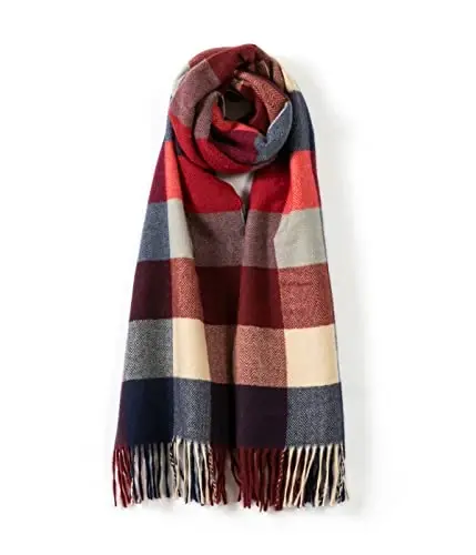 Villand Women's Wool Scarf - CasModazoneere Feel Winter Checked Scarves for Women, Large Soft Thick Shawls and Wraps with Gift Box 
