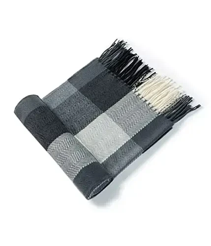 Villand Women's Wool Scarf - CasModazoneere Feel Winter Checked Scarves for Women, Large Soft Thick Shawls and Wraps with Gift Box - 4