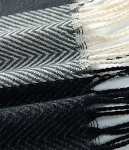 Villand Women's Wool Scarf - CasModazoneere Feel Winter Checked Scarves for Women, Large Soft Thick Shawls and Wraps with Gift Box - 7