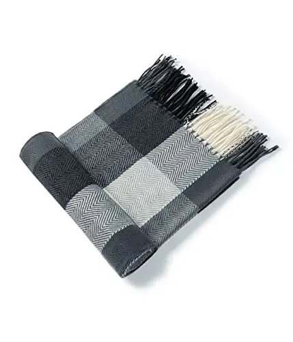 Villand Women's Wool Scarf - CasModazoneere Feel Winter Checked Scarves for Women, Large Soft Thick Shawls and Wraps with Gift Box - 4