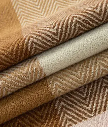 Villand Women's Wool Scarf - CasModazoneere Feel Winter Checked Scarves for Women, Large Soft Thick Shawls and Wraps with Gift Box - 5