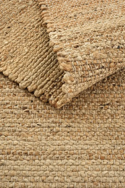 Vime 02 Natural Jüt Xalı Yo'lak El To'quv Jüt Kilim Hasır Xalı Dekor Otantik Xalı Bohem El Xalısı-Natural2 - 8
