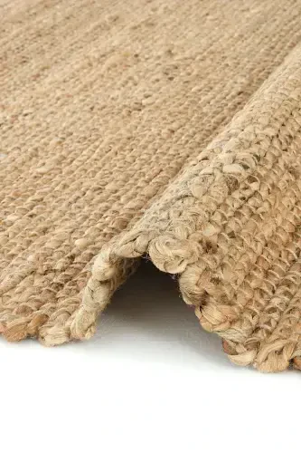 Vime 02 Natural Jüt Xalı Yo'lak El To'quv Jüt Kilim Hasır Xalı Dekor Otantik Xalı Bohem El Xalısı-Natural2 - 6