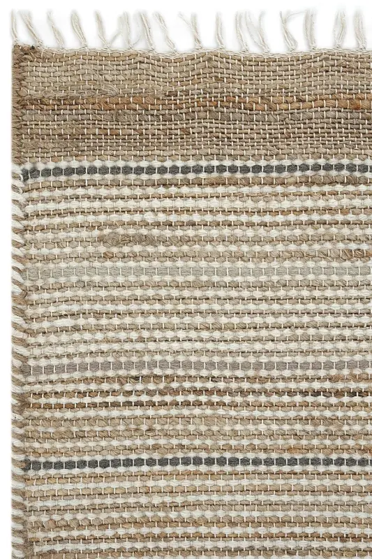 Vime 05 Natural Grey Jute Rug Runner Hand Woven Jute Kilim Straw Rug Bohemian Rug Authentic Rug-GREY - 3