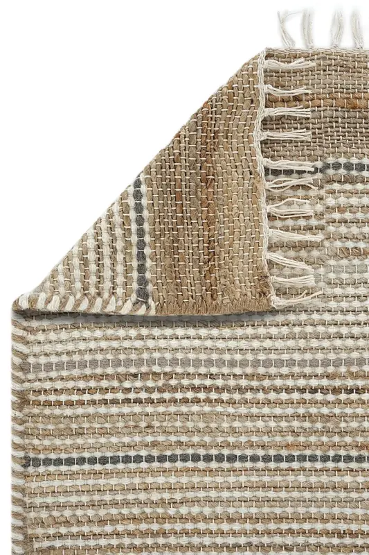 Vime 05 Natural Grey Jute Rug Runner Hand Woven Jute Kilim Straw Rug Bohemian Rug Authentic Rug-GREY - 4