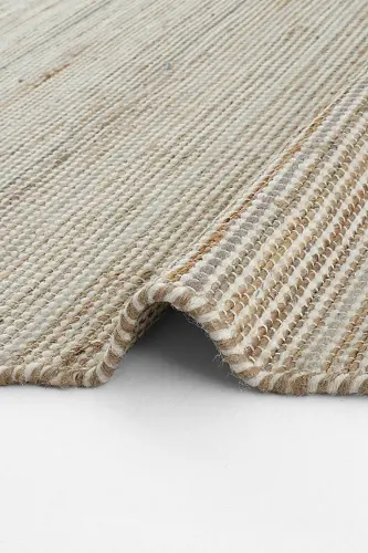 Vime 05 Natural Grey Jute Rug Runner Hand Woven Jute Kilim Straw Rug Bohemian Rug Authentic Rug-GREY - 5