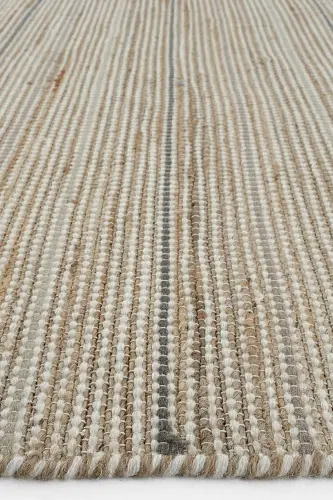 Vime 05 Natural Gri Jüt Halı Yolluk El Dokuma Jüt Kilim Hasır Halı Bohem El Halısı Otantik Halı-GRİ - 6