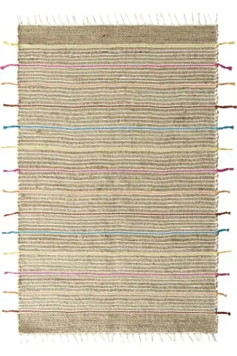 Vime 05 Natural Renkli Saçaklı Jüt Halı El Dokuma Jüt Kilim Hasır Halı El Halısı Otantik Halı Sss-Renklİ2 - 1