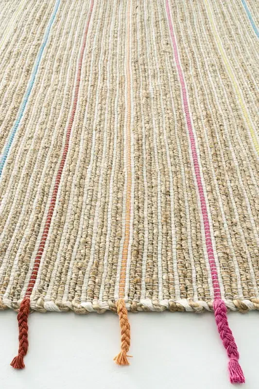 Vime 05 Natural Renkli Saçaklı Jüt Halı El Dokuma Jüt Kilim Hasır Halı El Halısı Otantik Halı Sss-Renklİ2 - 6