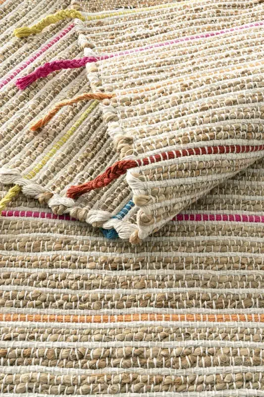 Vime 05 Natural Renkli Saçaklı Jüt Halı El Dokuma Jüt Kilim Hasır Halı El Halısı Otantik Halı Sss-Renklİ2 - 7