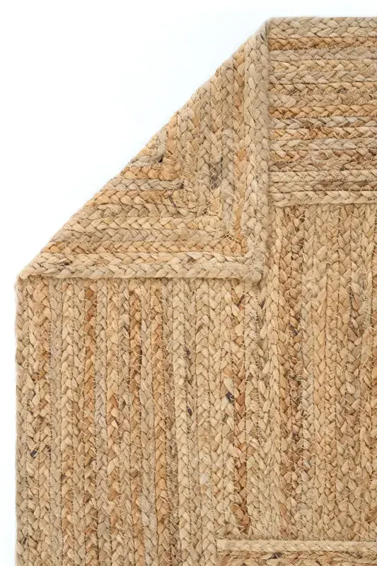 Vime 06 Natural Jüt Halı Yolluk El Dokuma Jüt Kilim Hasır Halı Dekor Otantik Halı Bohem El Halısı-Natural 6 - 6