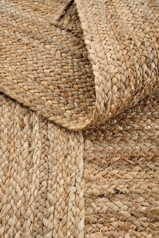 Vime 06 Natural Jüt Halı Yolluk El Dokuma Jüt Kilim Hasır Halı Dekor Otantik Halı Bohem El Halısı-Natural 6 - 8