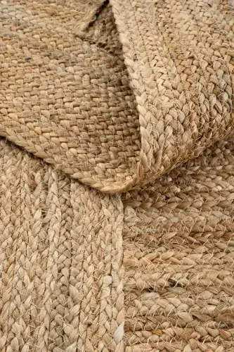 Vime 06 Natural Jute Rug Runner Hand Woven Jute Kilim Straw Rug Decor Authentic Carpet Bohemian Handmade Rug-Natural 6 - 8