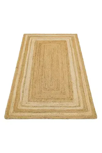 Vime 10 Natural Beyaz Jüt Halı Yolluk El Dokuma Jüt Kilim Hasır Halı Bohem El Halısı Otantik Halı-NaturaL Beyaz - 3