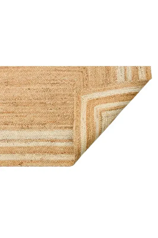 Vime 10 Natural Beyaz Jüt Halı Yolluk El Dokuma Jüt Kilim Hasır Halı Bohem El Halısı Otantik Halı-NaturaL Beyaz - 4