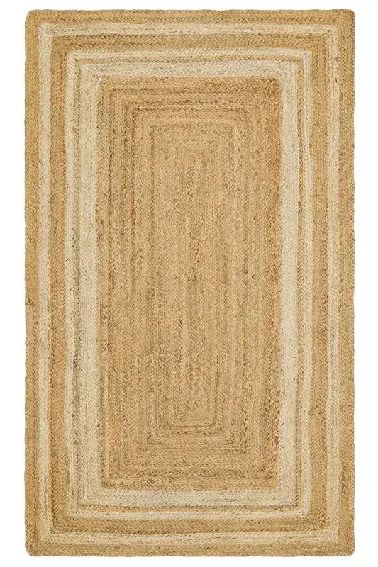 Vime 10 Natural White Jute Rug Runner Hand Woven Jute Kilim Straw Rug Bohemian Handmade Carpet Authentic Carpet-NaturaL White - 1