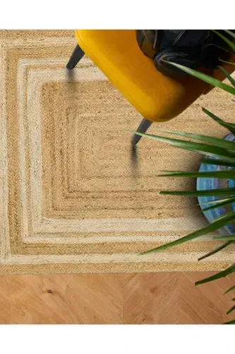 Vime 10 Natural White Jute Rug Runner Hand Woven Jute Kilim Straw Rug Bohemian Handmade Carpet Authentic Carpet-NaturaL White - 5