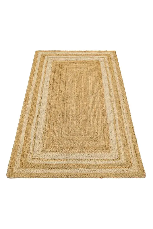 Vime 10 Natural White Jute Rug Runner Hand Woven Jute Kilim Straw Rug Bohemian Handmade Carpet Authentic Carpet-NaturaL White - 3